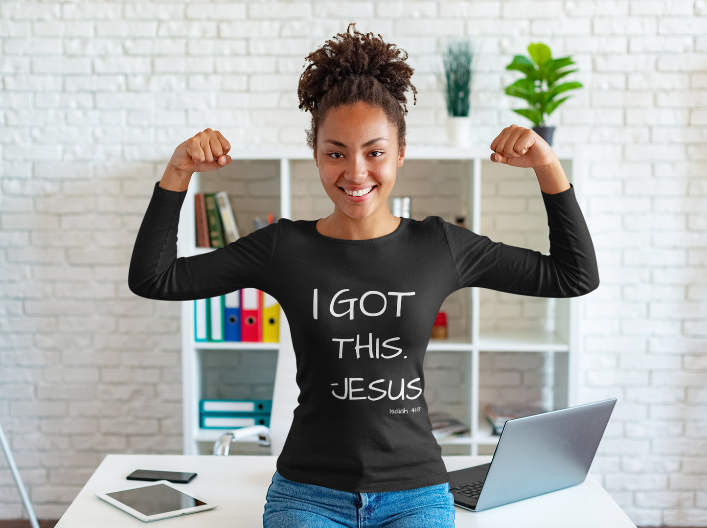 Women's I Got this Jesus, Isaiah 41:13 Long Sleeve T-Shirt